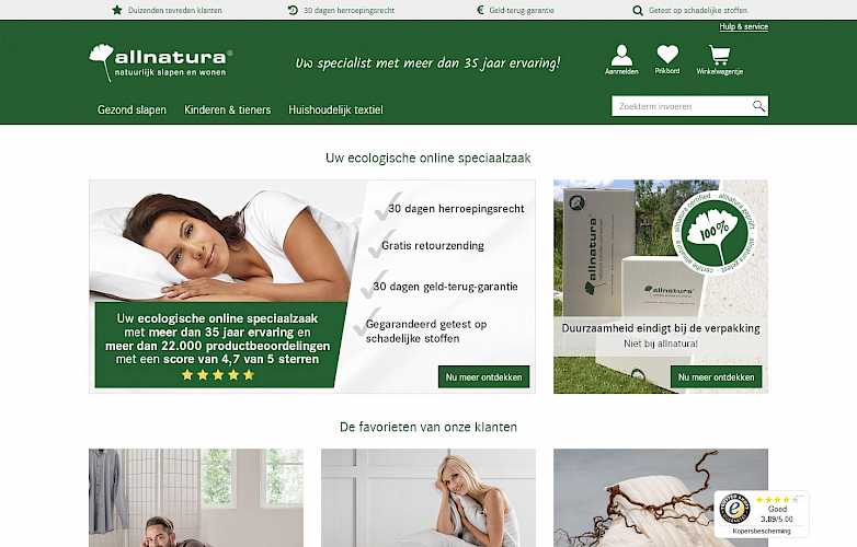 Screenshot Website allnatura