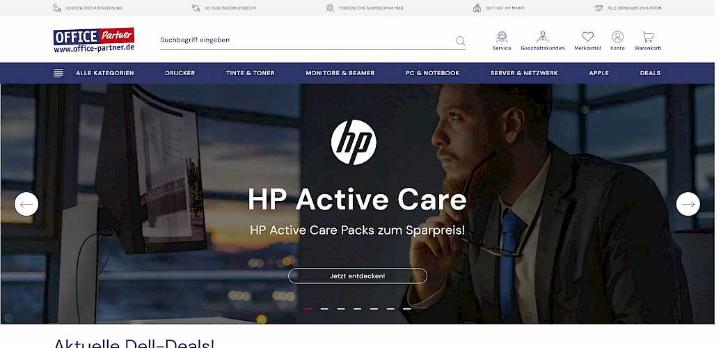 Screenshot Website OFFICE Partner