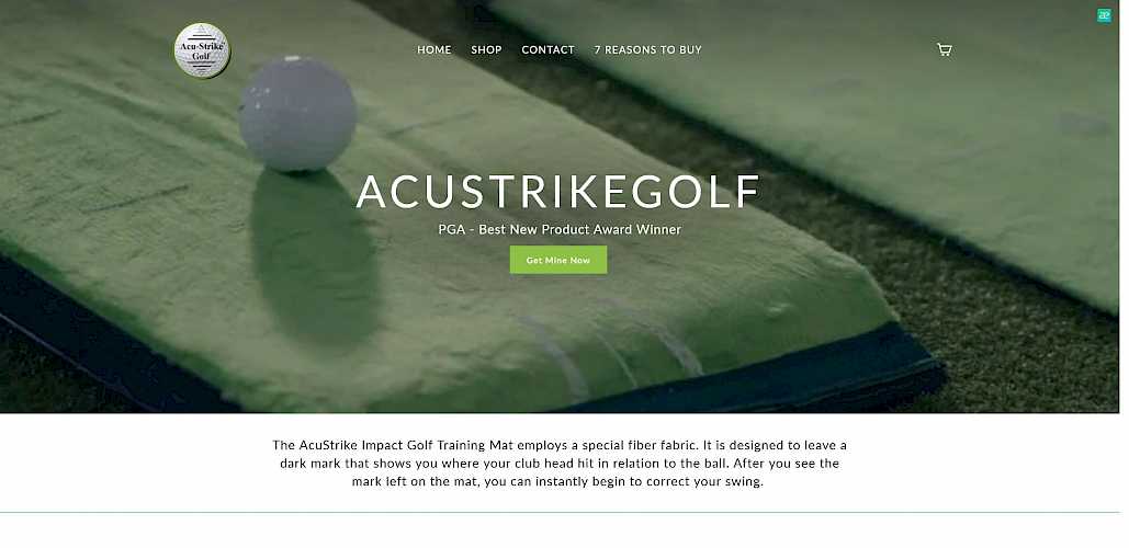 Screenshot Website AcuStrike Golf