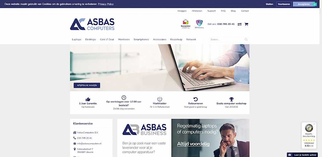 Screenshot Website AsbasComputers