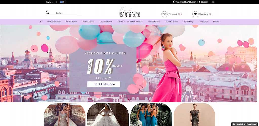 Screenshot Website BabyOnlineDress
